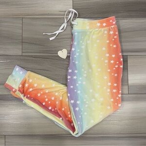 BLUENOTES Plush PJ Pants Size M Super-Soft Rainbow Colours & Stars Drawstring
